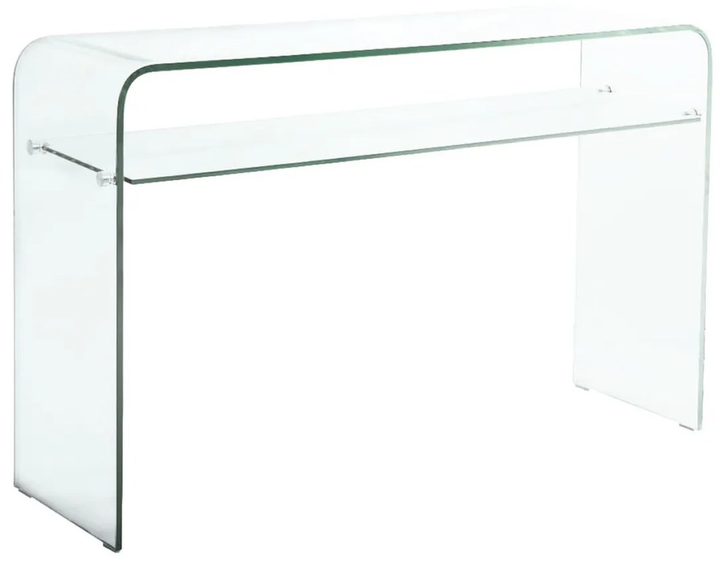 Κονσόλα με Ράφι GLASSER Bent Glass - Γυαλί Clear 110x35x75cm