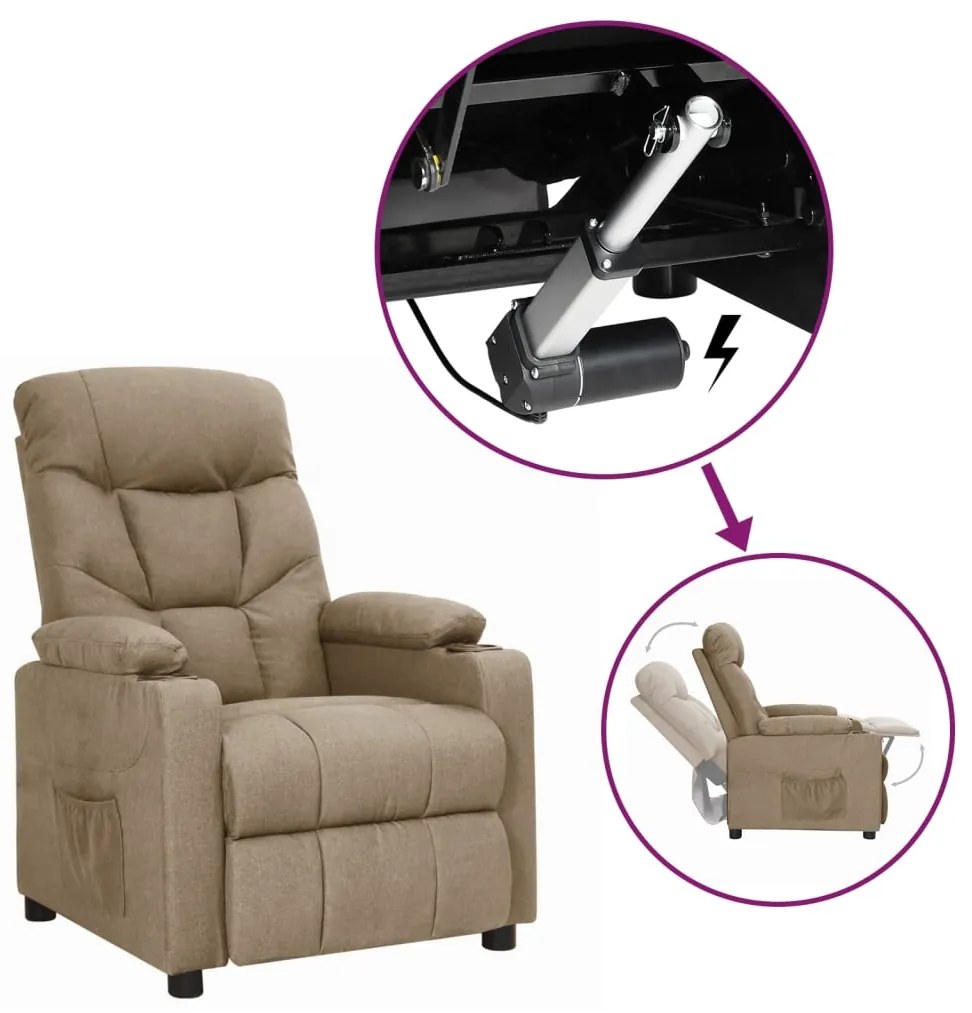 Πολυθρόνα με Ανύψωση Taupe Υφασμάτινη