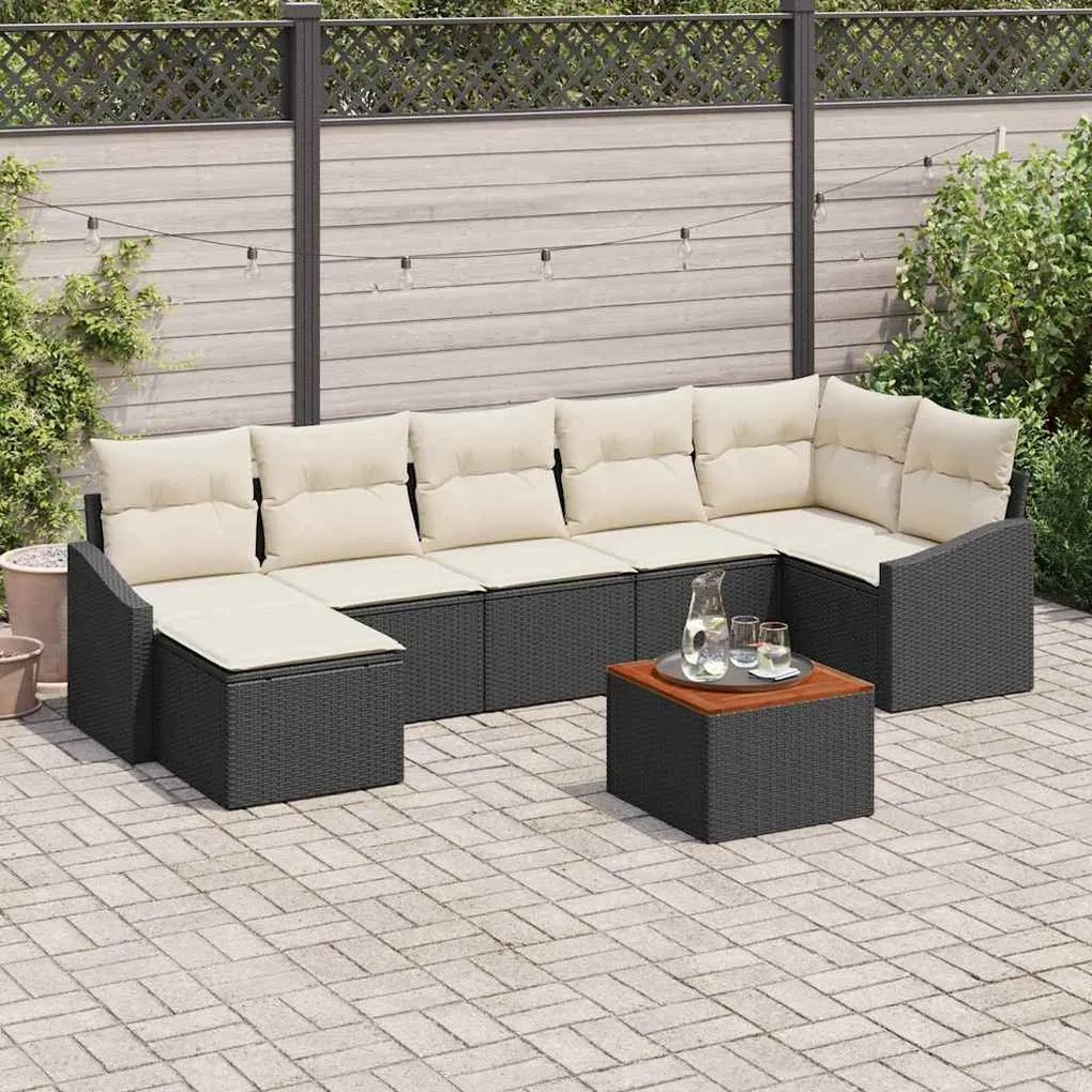 vidaXL Σετ Καναπέ Κήπου 8 pcs Μαύρος, λευκός
