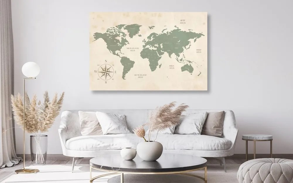 Εικόνα στο φελλό ενός αξιοπρεπούς παγκόσμιου χάρτη - 120x80  color mix