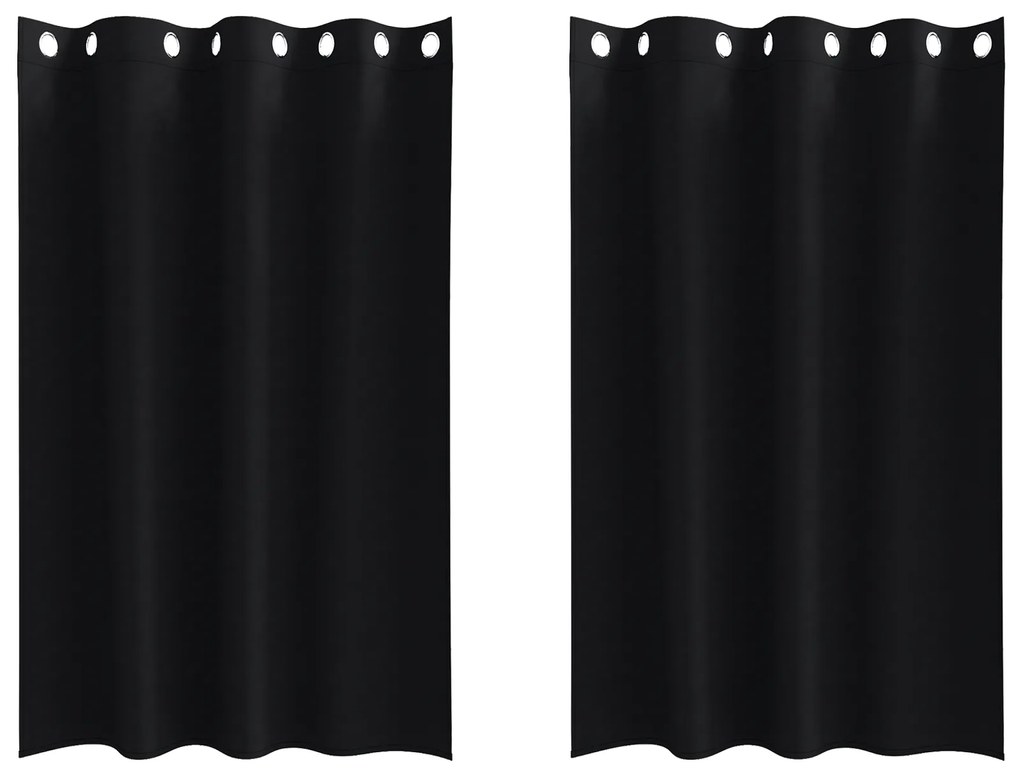 vidaXL Κουρτίνες με κουρτίνες 2 pcs Μαύρο 175 x 140 εκ. Πολυεστέρας