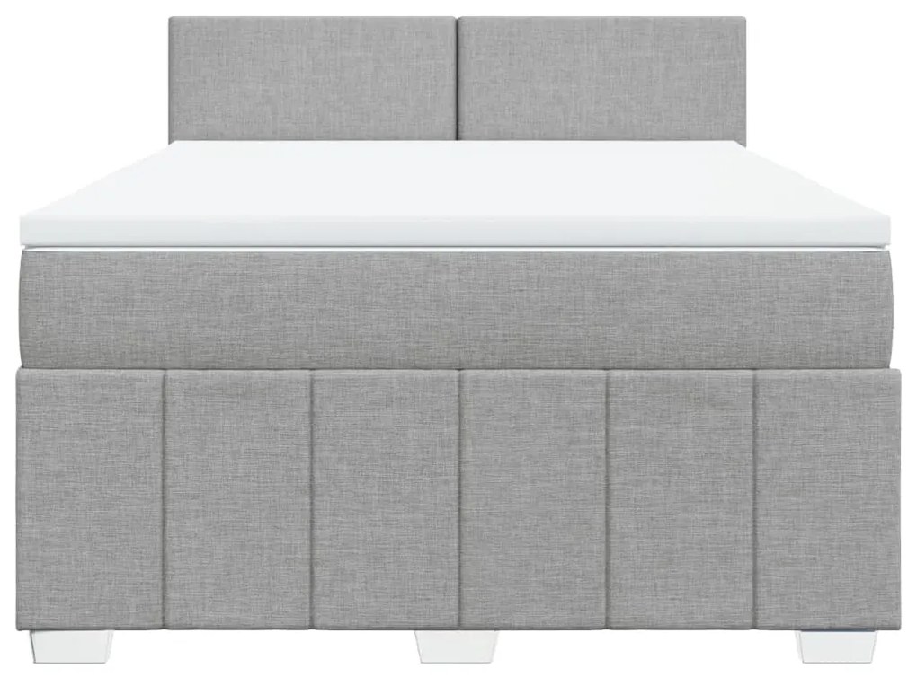 Κρεβάτι Boxspring με Στρώμα Ανοιχτό Γκρι 140x190 εκ. Υφασμάτινο - Γκρι