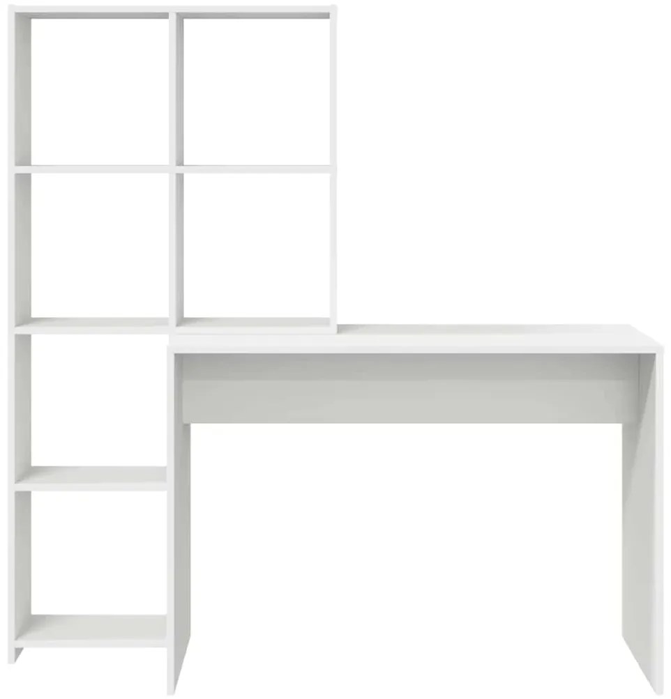 vidaXL Γραφείο με ράφι Λευκό 138.5 x 55 x 143 εκ Επεξεργασμένο ξύλο