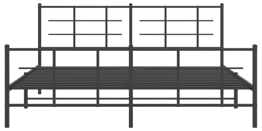 Πλαίσιο Κρεβατιού με Κεφαλάρι&amp;Ποδαρικό Μαύρο 183x213εκ. Μέταλλο - Μαύρο
