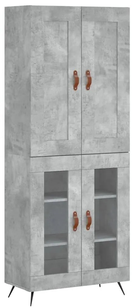vidaXL Ντουλάπι Γκρι Σκυροδέματος 69,5x34x180 εκ. Επεξεργασμένο Ξύλο