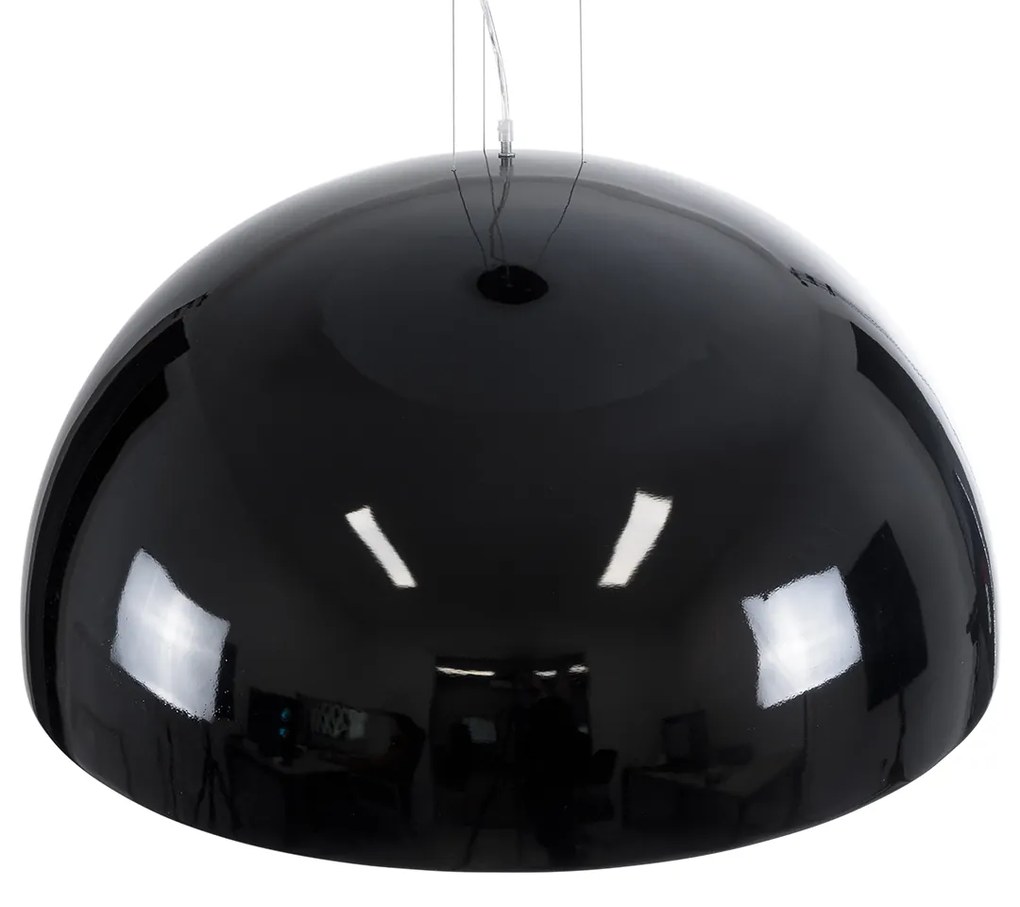 GloboStar SERENIA BLACK 01272 Μοντέρνο Κρεμαστό Φωτιστικό Οροφής Μονόφωτο 1 x E27 AC220-240V IP20 - Φ90 x Υ40cm - Μαύρο Γύψινο Καμπάνα - 5 Χρόνια Εγγύηση - 01272