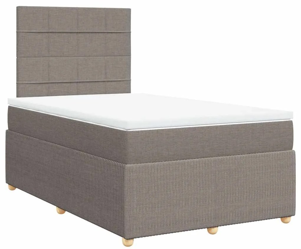 vidaXL Κρεβάτι Boxspring με Στρώμα Taupe 120x190 εκ. Υφασμάτινο