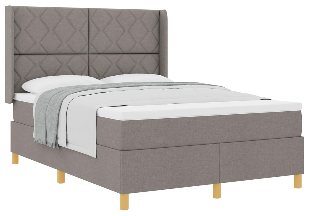 vidaXL Κρεβάτι με ελατήριο με στρώμα Taupe 160 x 200 cm ύφασμα