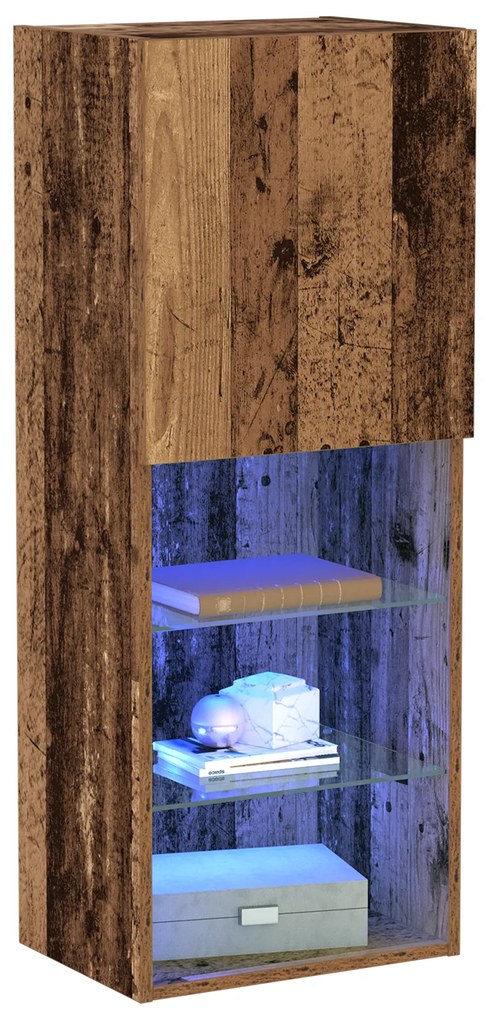 vidaXL Κονσόλα Τηλεόρασης με LED Φώτα Παλιού Ξύλου 40,5x30x102 εκ