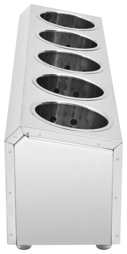 vidaXL Βάση για Μαχαιροπίρουνα 5 Θέσεων Ορθογώνια από Ανοξ. Ατσάλι