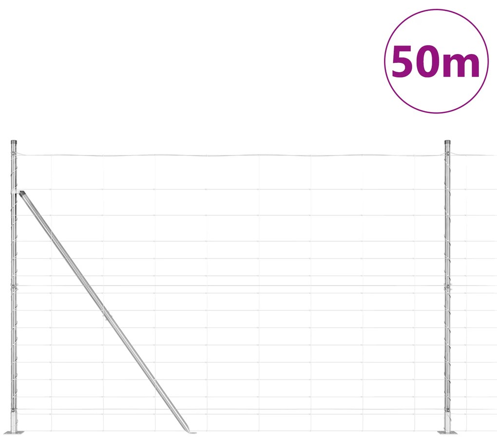 vidaXL Περίφραξη Αγρού 1.6x50 μ Γαλβανισμένος Χάλυβας