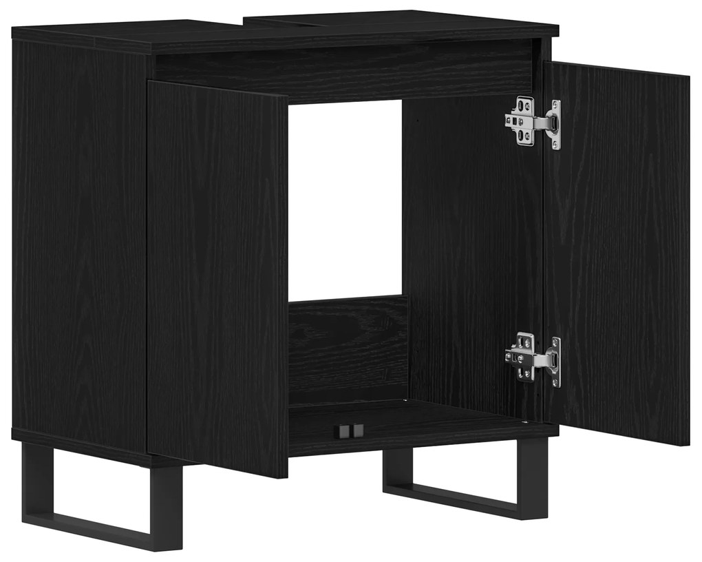 vidaXL Νιπτήρας Μπάνιου Μαύρο Δρυς 58x33x60 εκ. Επεξεργασμένο ξύλο