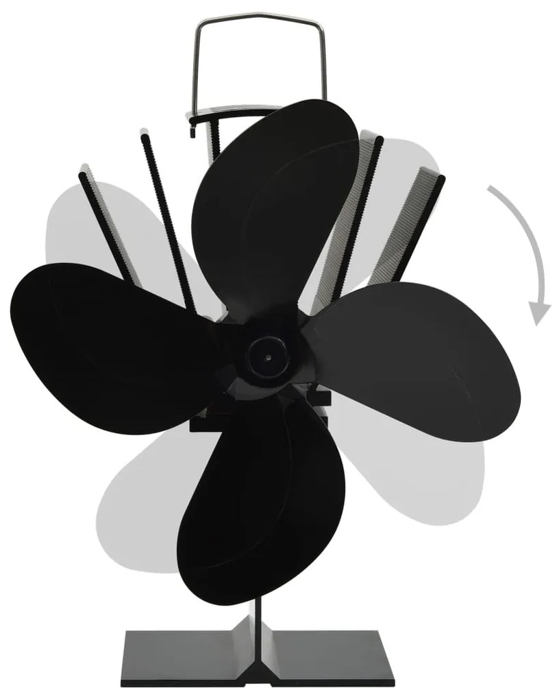 vidaXL Αερόθερμο Σόμπας Μαύρο με 4 Πτερύγια