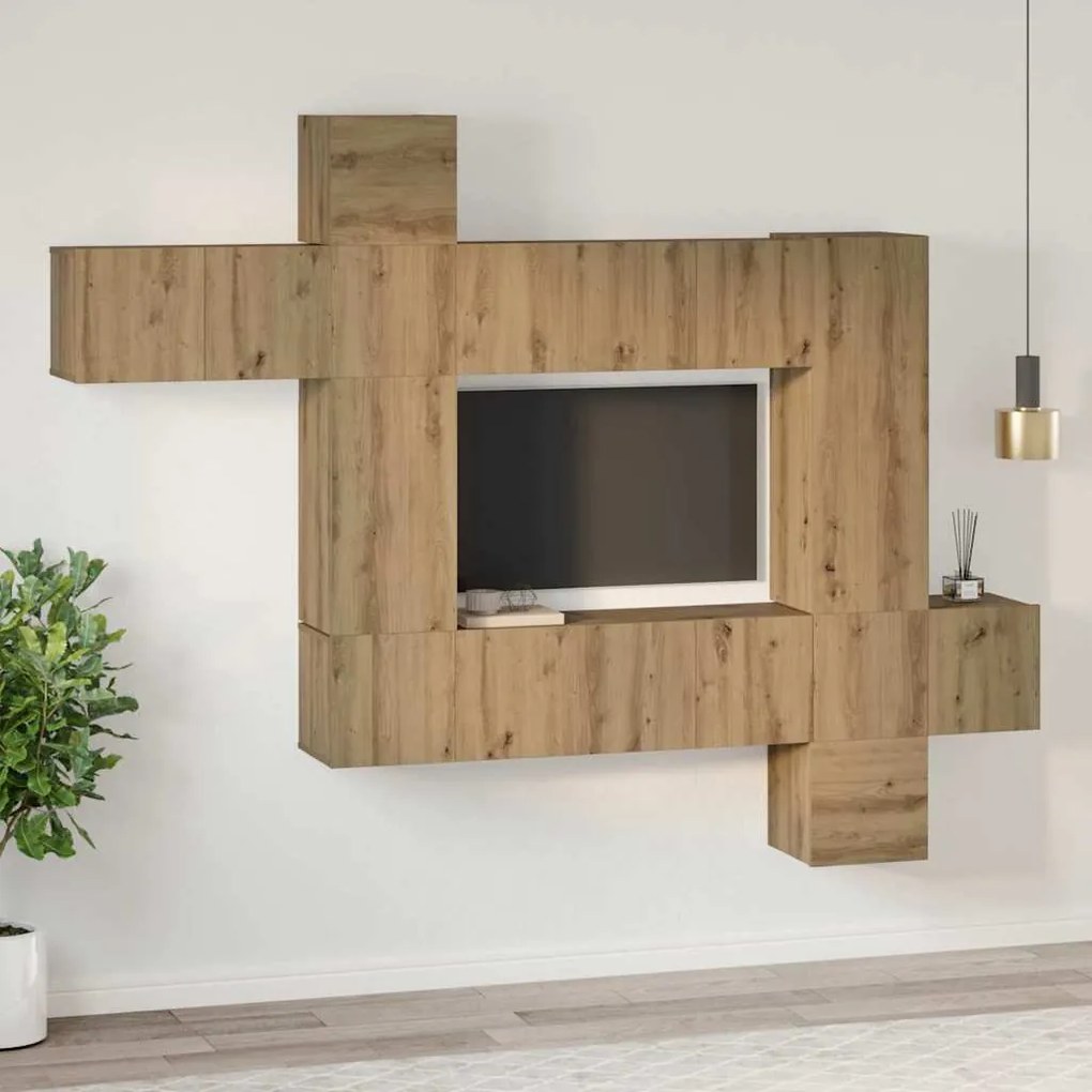 vidaXL Σετ επίπλου τηλεόρασης 10 pcs artisan δρυς 30.5 x 30 x 90 cm