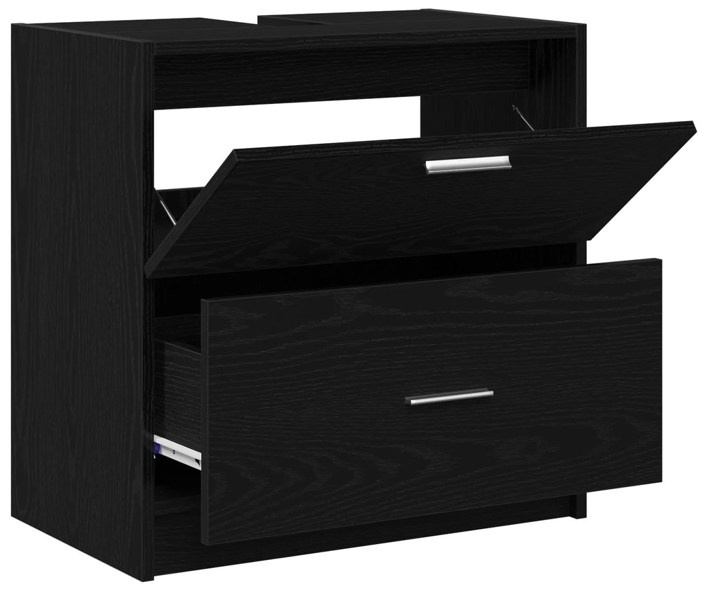 vidaXL Ντουλάπι Νιπτήρα Μαύρης Δρυός 59x37x59 εκ. Κατασκευασμένο Ξύλο