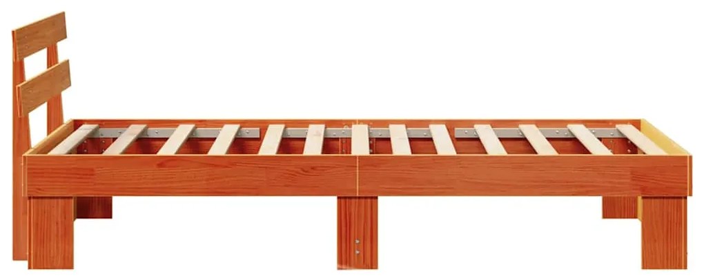 vidaXL Σκελετός Κρεβατιού Κερωτό καφέ 75 x 190 cm Στερεά ξυλεία πεύκου