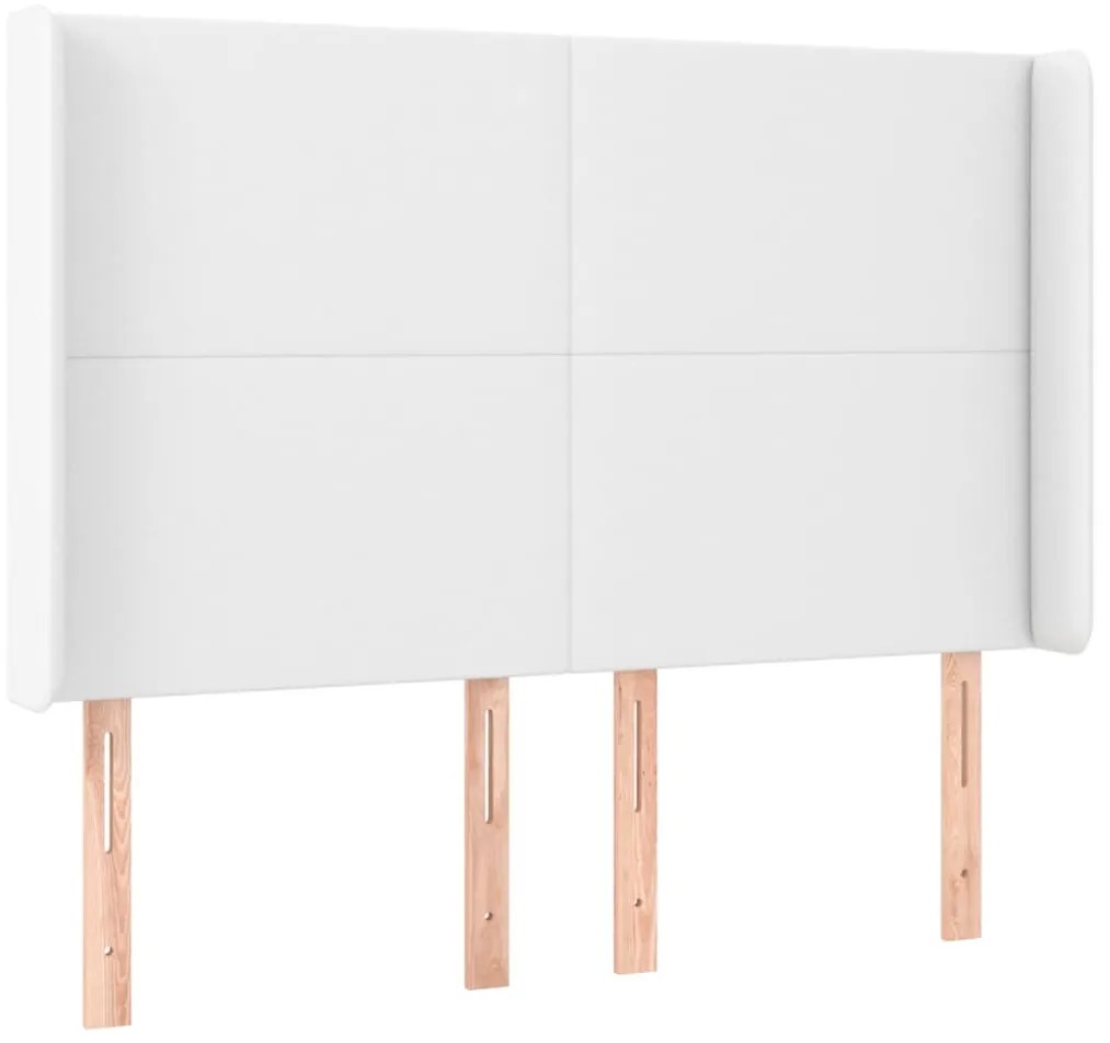 vidaXL Κρεβάτι Boxspring με Στρώμα & LED Λευκό 140x190 εκ. Συνθ. Δέρμα