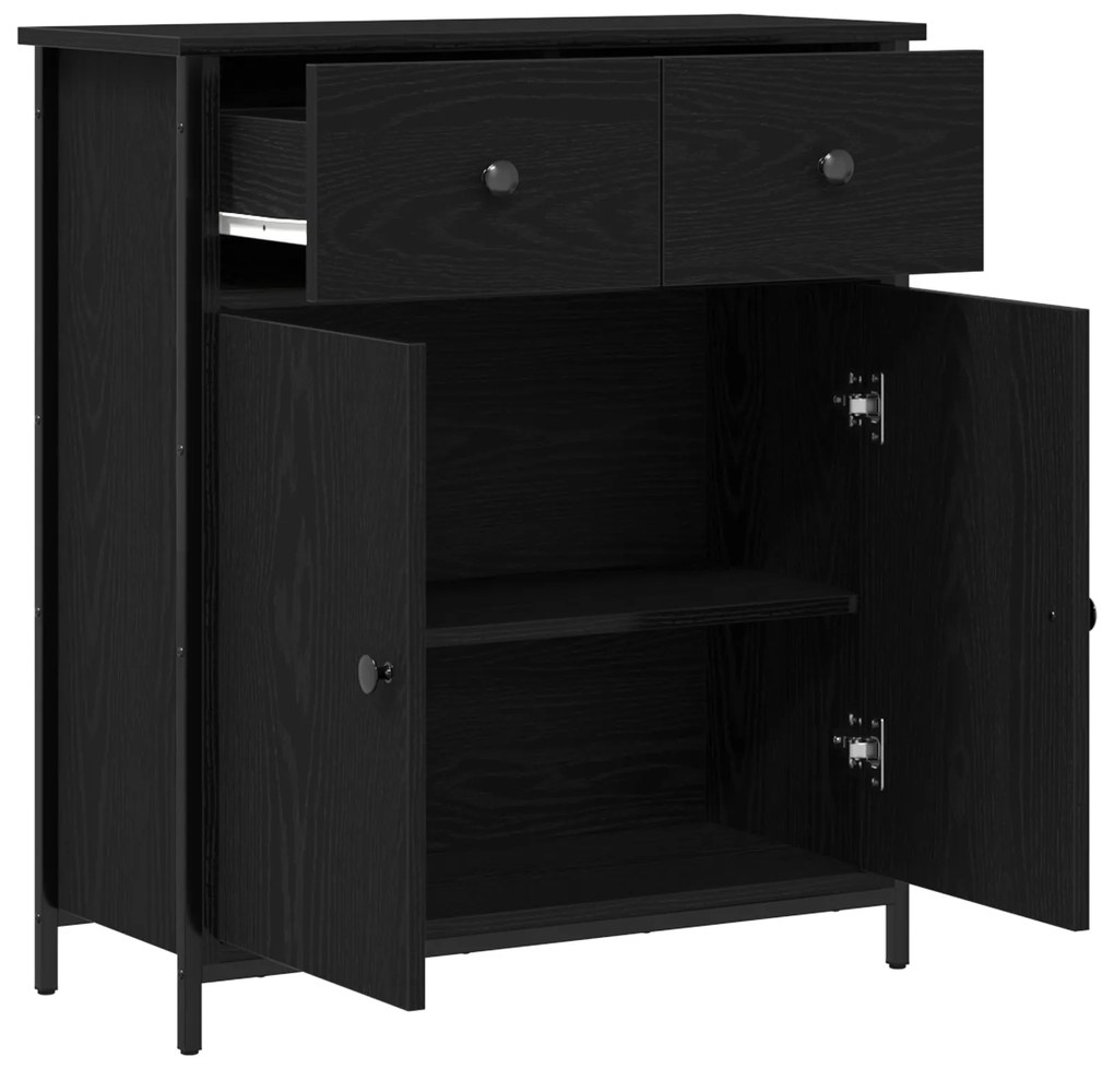 vidaXL Μπουφές Μαύρο Δρυς 70x30x80 εκ. Κατασκευασμένο από Τεχνητό Ξύλο και Ατσάλι