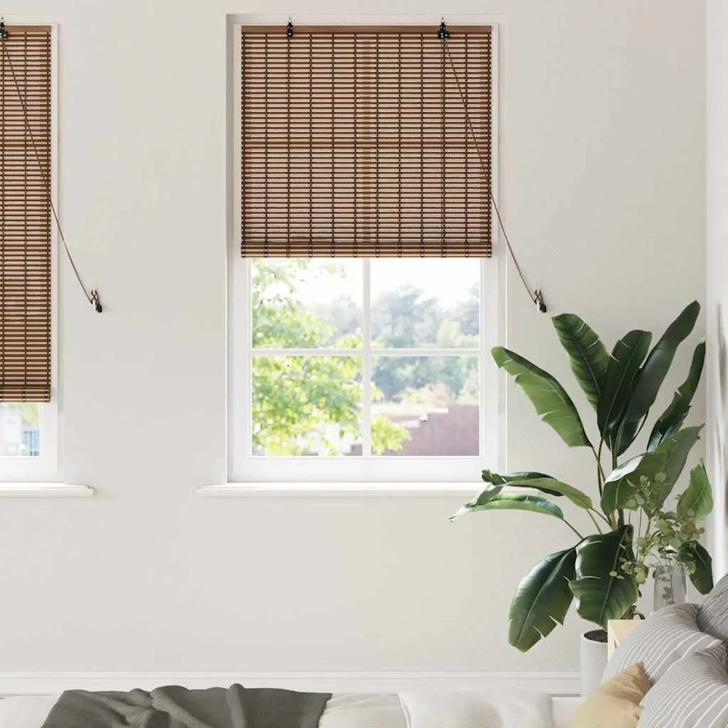 vidaXL Ρολό Παραθύρου με κουρτίνες Καφέ 90 x 220 cm Μπαμπού