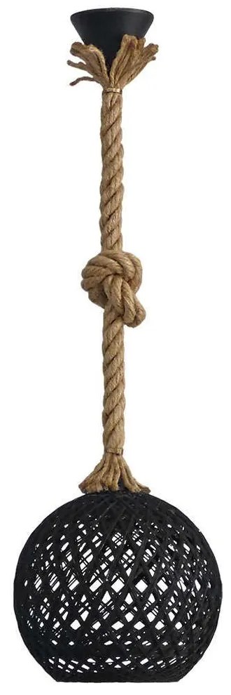 Φωτιστικό Οροφής Silk-01 Φ20 Rope 1/L Ε/27 31-1149 Black-Brown Heronia Rope