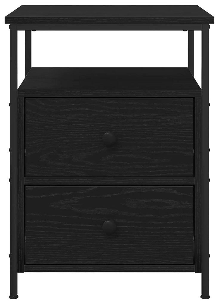 vidaXL Κομοδίνο Μαύρο Δρύινο 44x45x60 εκ Ξύλο MDF και Ατσάλι