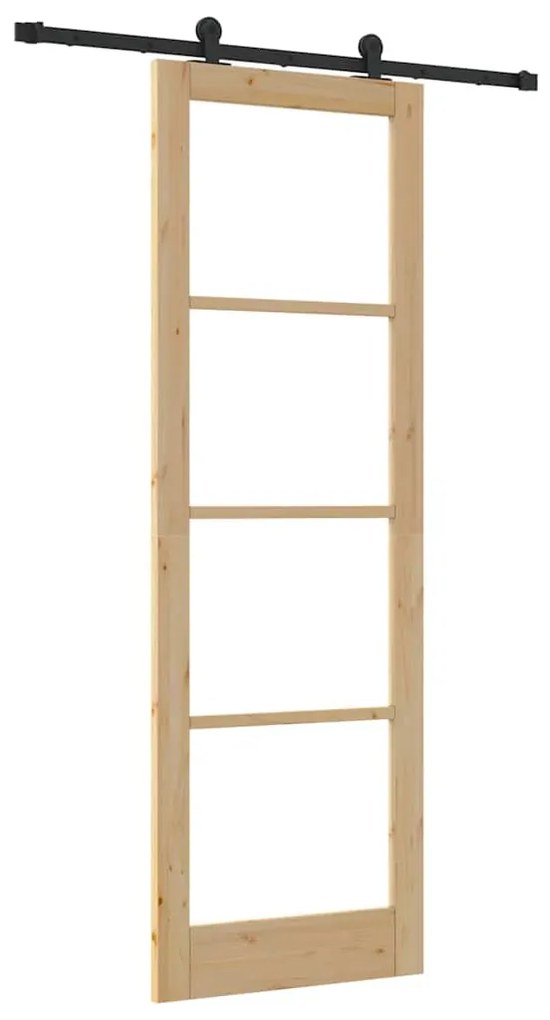 vidaXL Συρόμενη Πόρτα Χειροκίνητος Καφέ 78 x 232 cm Ξύλο και μέταλλο