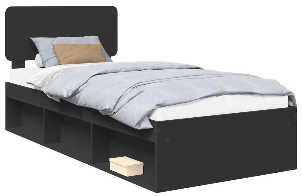 vidaXL Σκελετός Κρεβατιού Μαύρο 90 x 200 cm Στερεά ξυλεία πεύκου