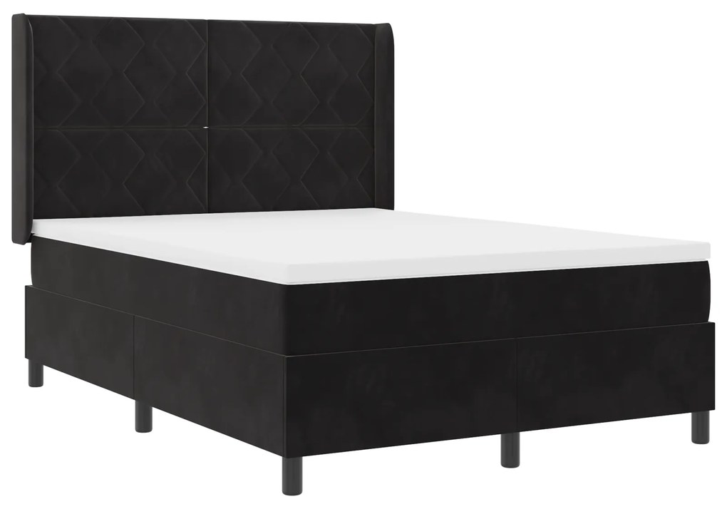 vidaXL Κρεβάτι Box Spring με Στρώμα Μαύρο 160x200 εκ. Βελούδο