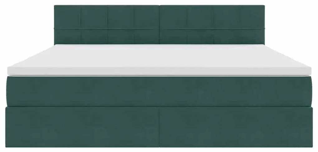 vidaXL Κρεβάτι Αποθήκης με στρώμα Σκούρο Πράσινο 160 x 200 cm Βελούδο