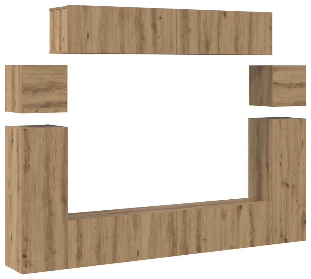 vidaXL Σετ επίπλου τηλεόρασης 8 pcs Καφέ 30.5 x 30 x 90 cm