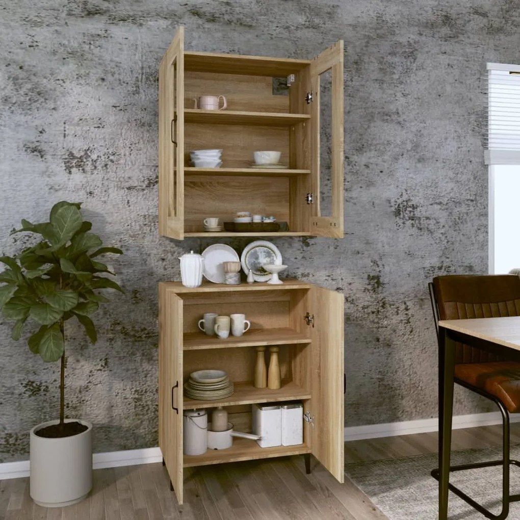 vidaXL Ντουλάπι Sonoma δρυς 69,5 x 34 x 180 εκ. από Επεξεργασμένο Ξύλο