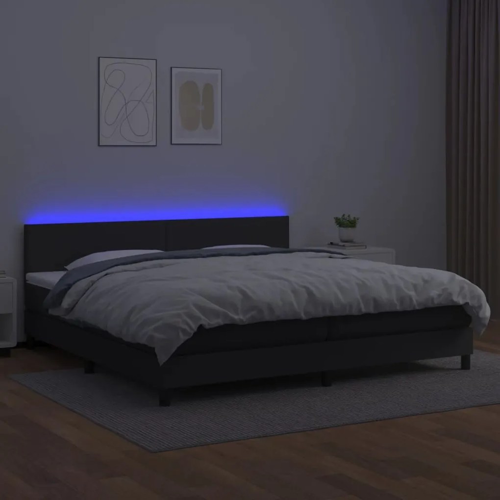 ΚΡΕΒΑΤΙ BOXSPRING ΜΕ ΣΤΡΩΜΑ &amp; LED ΜΑΥΡΟ 200X200 ΕΚ. ΣΥΝΘ. ΔΕΡΜΑ 3134123