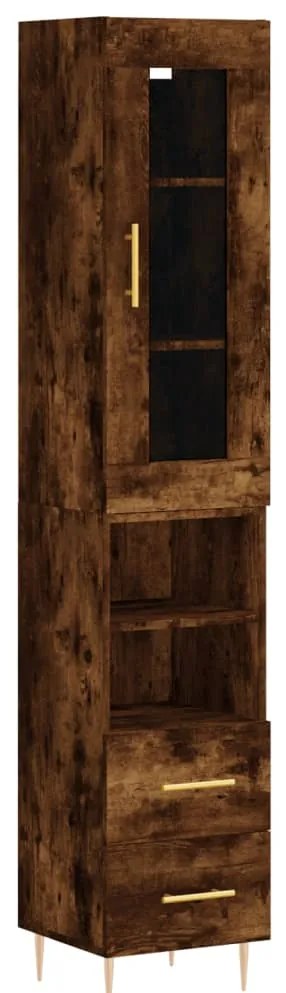 vidaXL Ντουλάπι Καπνιστή δρυς 34,5x34x180 εκ. από Επεξεργασμένο Ξύλο