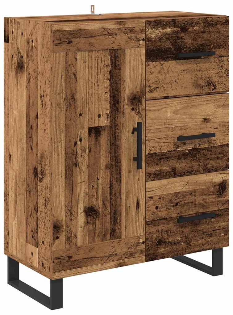 vidaXL Highboard με συρτάρι 2 pcs Παλιό Ξύλο Σύνθετο Ξύλο και Γυαλί