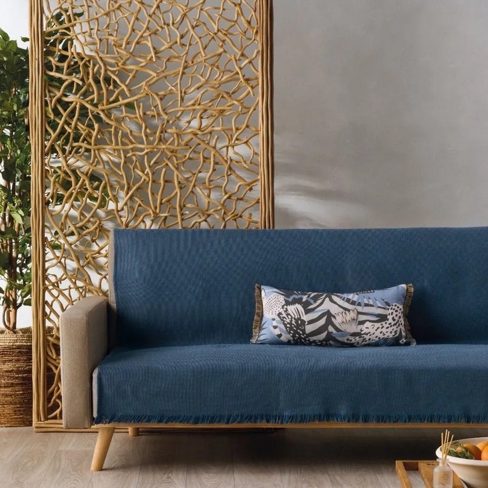 Ριχτάρι Baron 01 Blue Kentia Τριθέσιο 180x280cm Βαμβάκι-Πολυέστερ