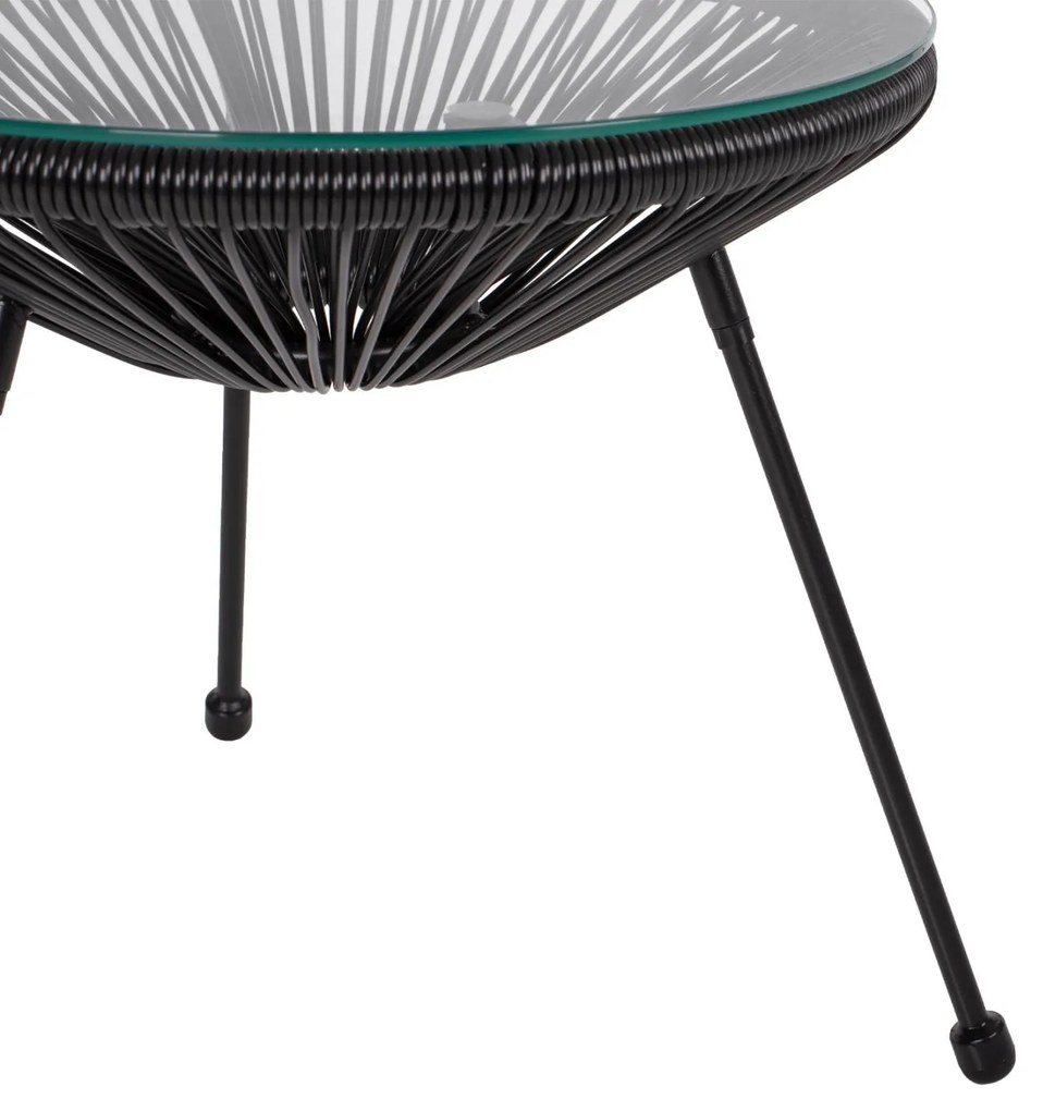 Σετ Κήπου Σαλόνι ACAPULCO 3 τεμ Μαύρο Μέταλλο - Rattan