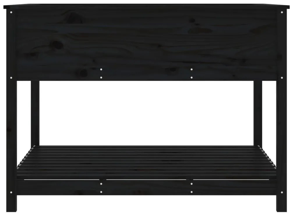 Ζαρντινιέρα με Ράφι Μαύρη 111,5x111,5x81 εκ. Μασίφ Ξύλο Πεύκου - Μαύρο