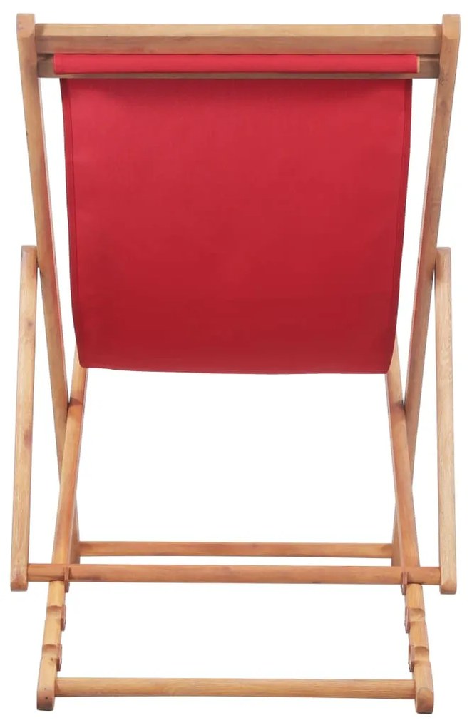 vidaXL Σεζλόνγκ Πτυσσόμενη Κόκκινη Υφασμάτινη / Ξύλινος Σκελετός
