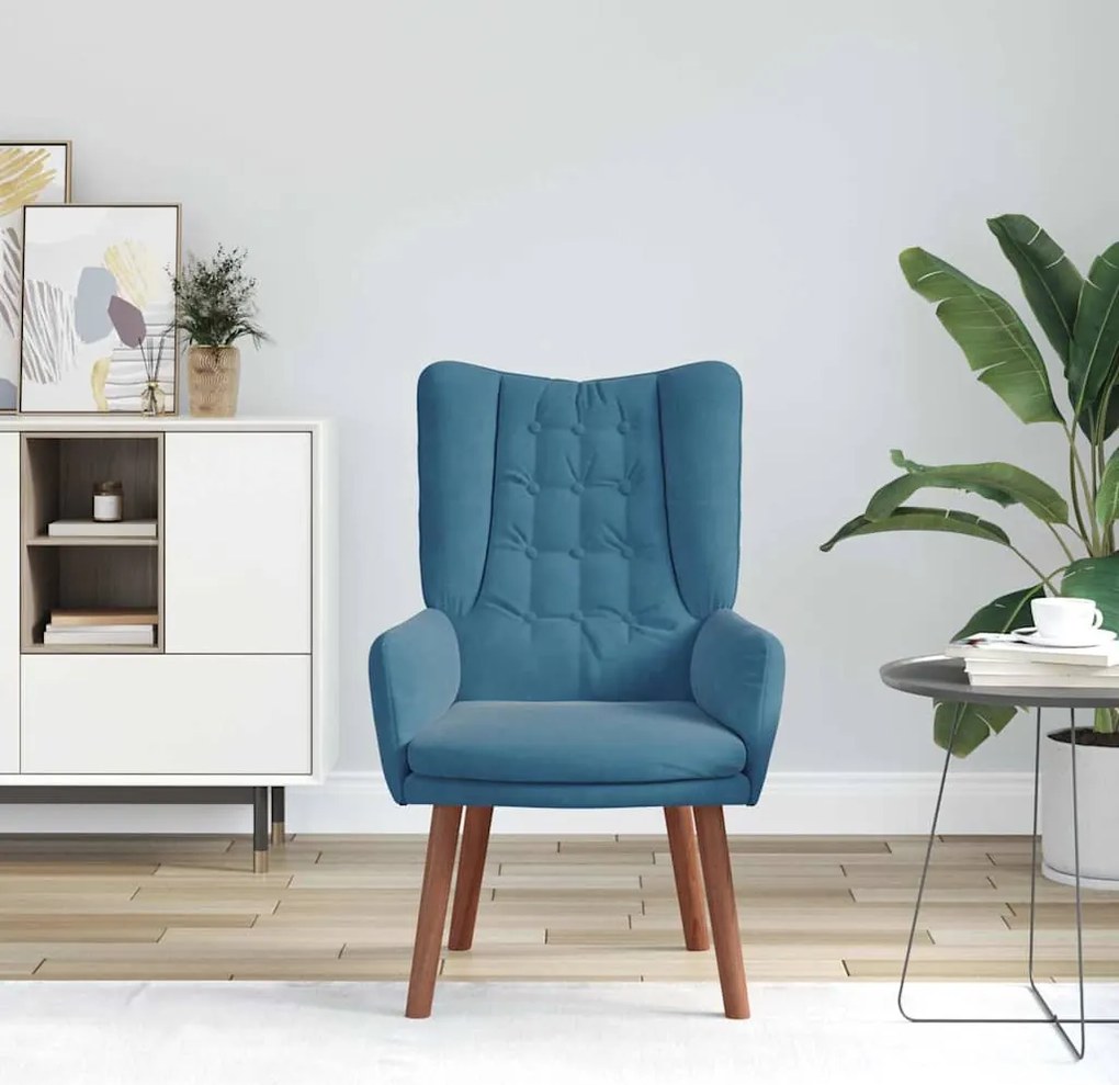 vidaXL Χαλαρωτική Πολυθρόνα Μπλε 63 x 67 x 94 εκ. Βελούδο