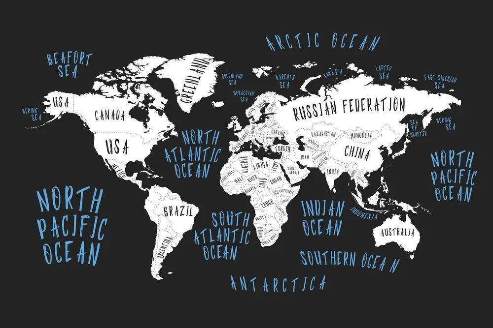 Εικόνα στον παγκόσμιο χάρτη φελλού σε μοντέρνο σχέδιο - 90x60