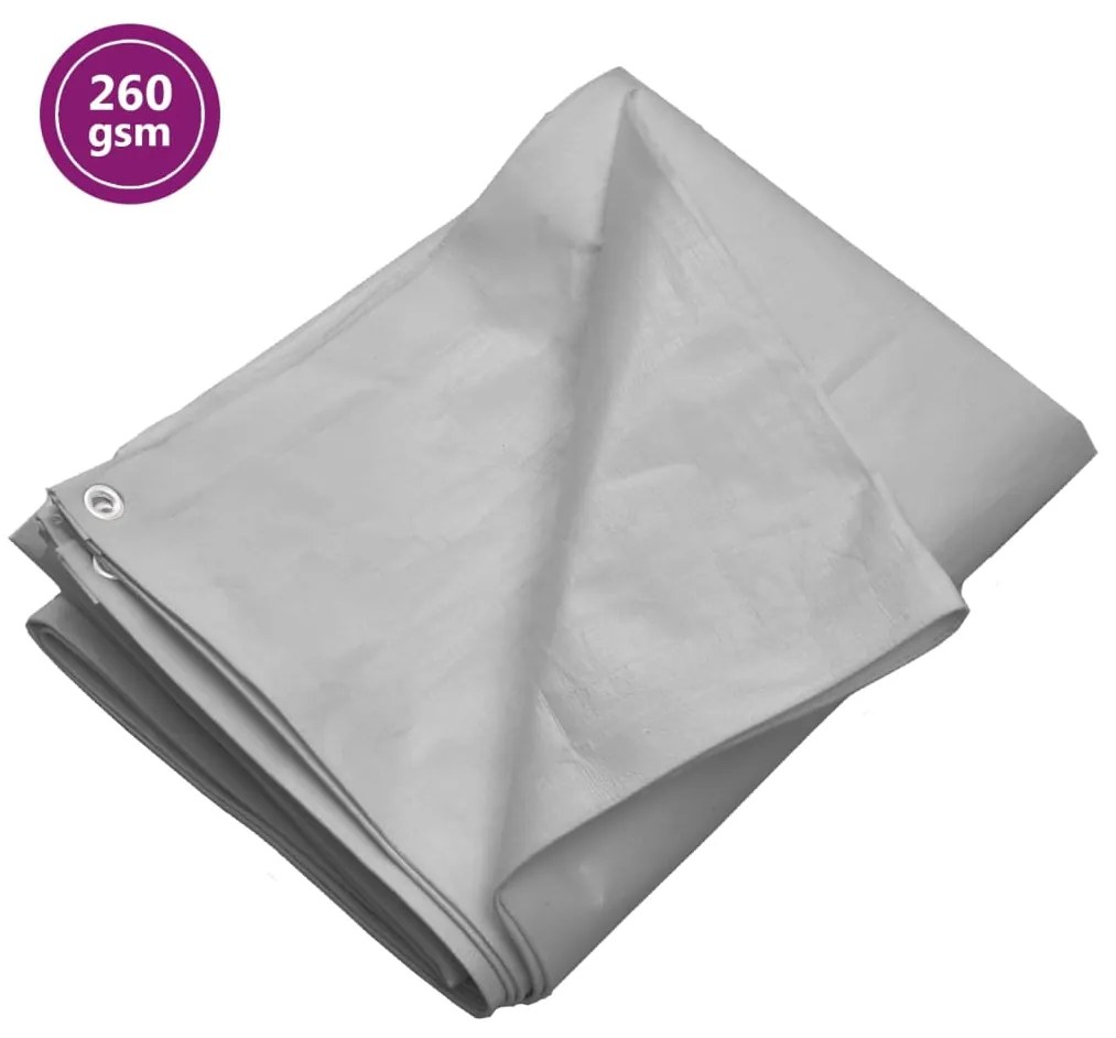 vidaXL Μουσαμάς Γκρι 260 γρ./μ.² 6x6 μ. από HDPE