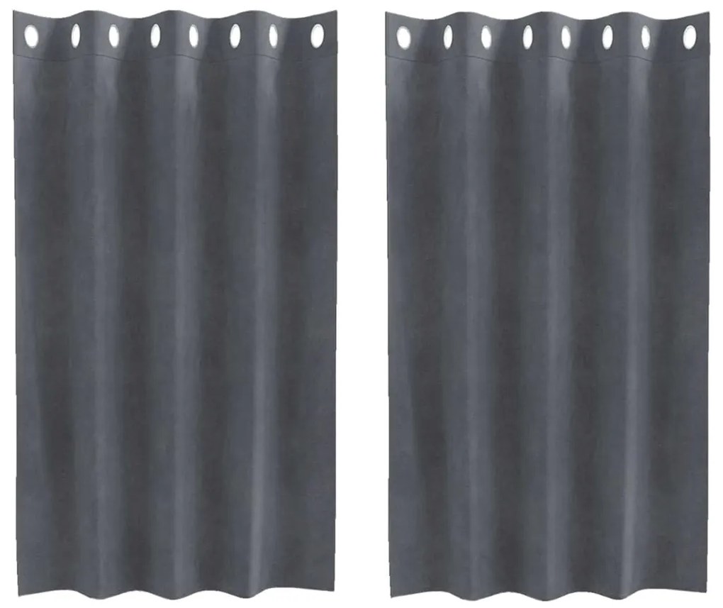 vidaXL Κουρτίνες με κουρτίνες 2 pcs Ανοιχτό γκρι 140 x 140 cm Βελούδο