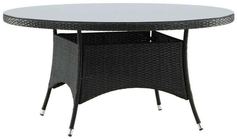 Τραπέζι εξωτερικού χώρου Dallas 667, Επεξεργασμένο γυαλί, 74cm, 48 kg, Μαύρο, Γκρι, Πλαστικό ψάθινο | Epipla1.gr