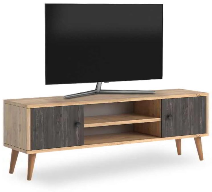 Έπιπλο τηλεόρασης Parma Megapap μελαμίνης χρώμα industrial grey - oak 120x30x40εκ.