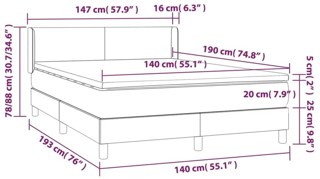 Κρεβάτι Boxspring με Στρώμα Καπουτσίνο 140x190εκ.από Συνθ.Δέρμα - Καφέ