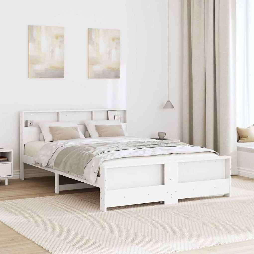 vidaXL Σκελετός Κρεβατιού Λευκό 160 x 200 cm Μασίφ ξύλο πεύκου