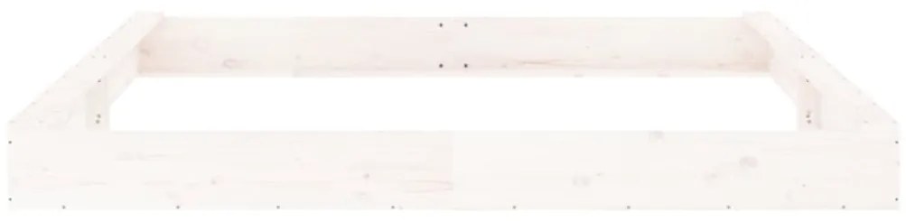 vidaXL Αμμοδόχος με Καθίσματα Λευκή Τετράγωνη από Μασίφ Ξύλο Πεύκου