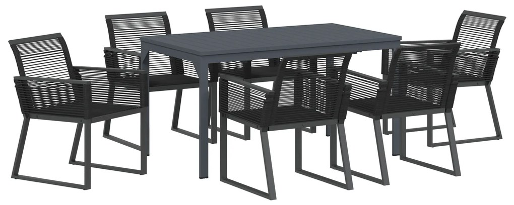 vidaXL Σετ Τραπεζαρίας Κήπου 7 pcs Μαύρο Μεσαίο