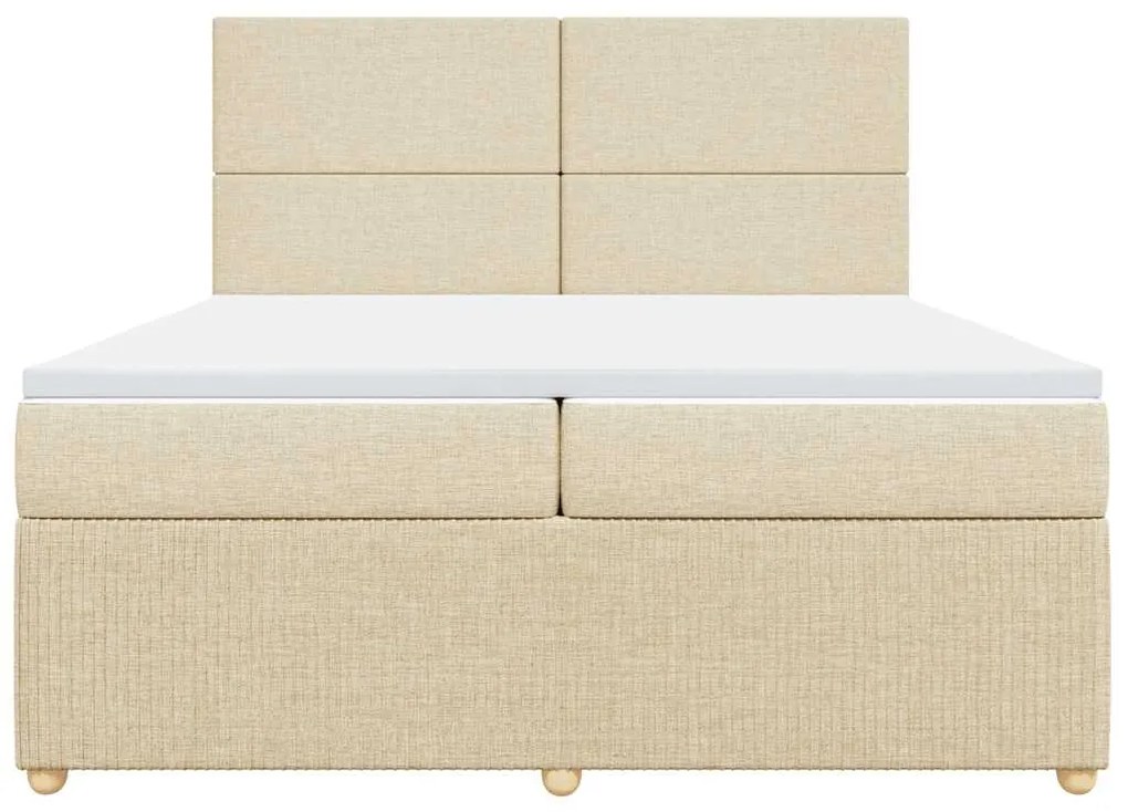 vidaXL Κρεβάτι Boxspring με Στρώμα Κρεμ 200x200 εκ. Υφασμάτινο