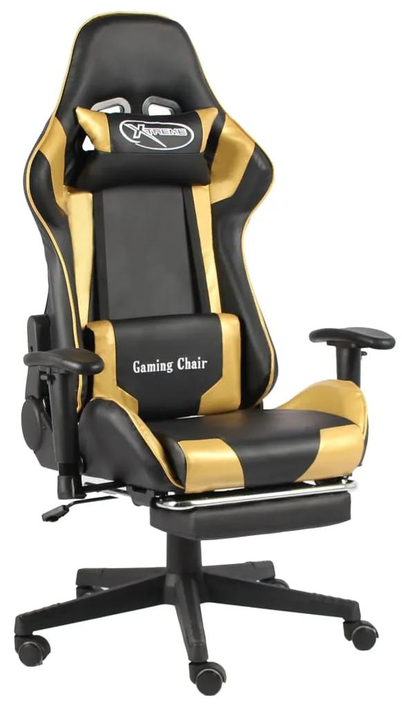 Καρέκλα Gaming Περιστρεφόμενη με Υποπόδιο Χρυσή PVC